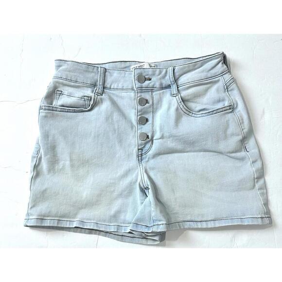 NINE WEST Light Blue High Rise Denim Shorts with Buttons Front Women's Shorts 4 - Picture 6 of 14